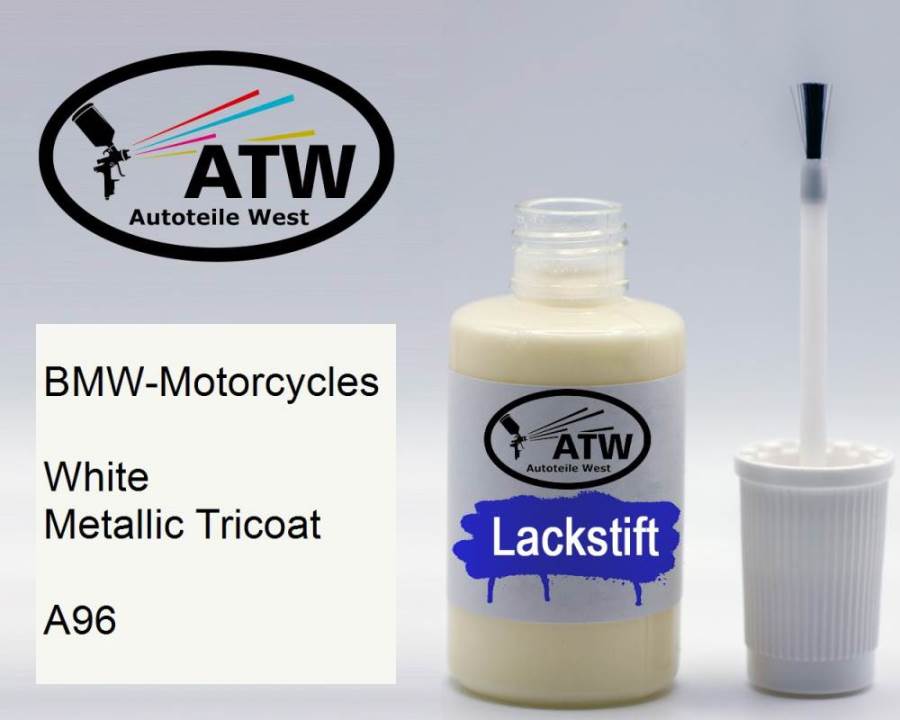 BMW-Motorcycles, White Metallic Tricoat, A96: 20ml Lackstift, von ATW Autoteile West.